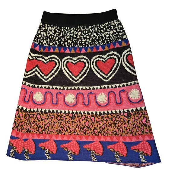 FARM Rio Dresses & Skirts - Farm Rio Hearts Mushrooms Leopard Knit A-Line Skirt Multicolor XL 302198